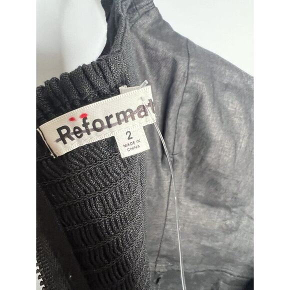 NEW Reformation Sawyer Linen Mini Dress Black Size 2 - Picture 9 of 10